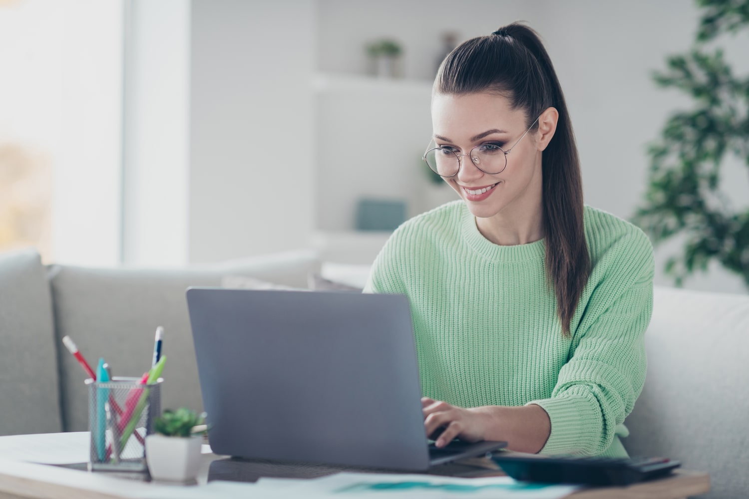 a lady with a laptop