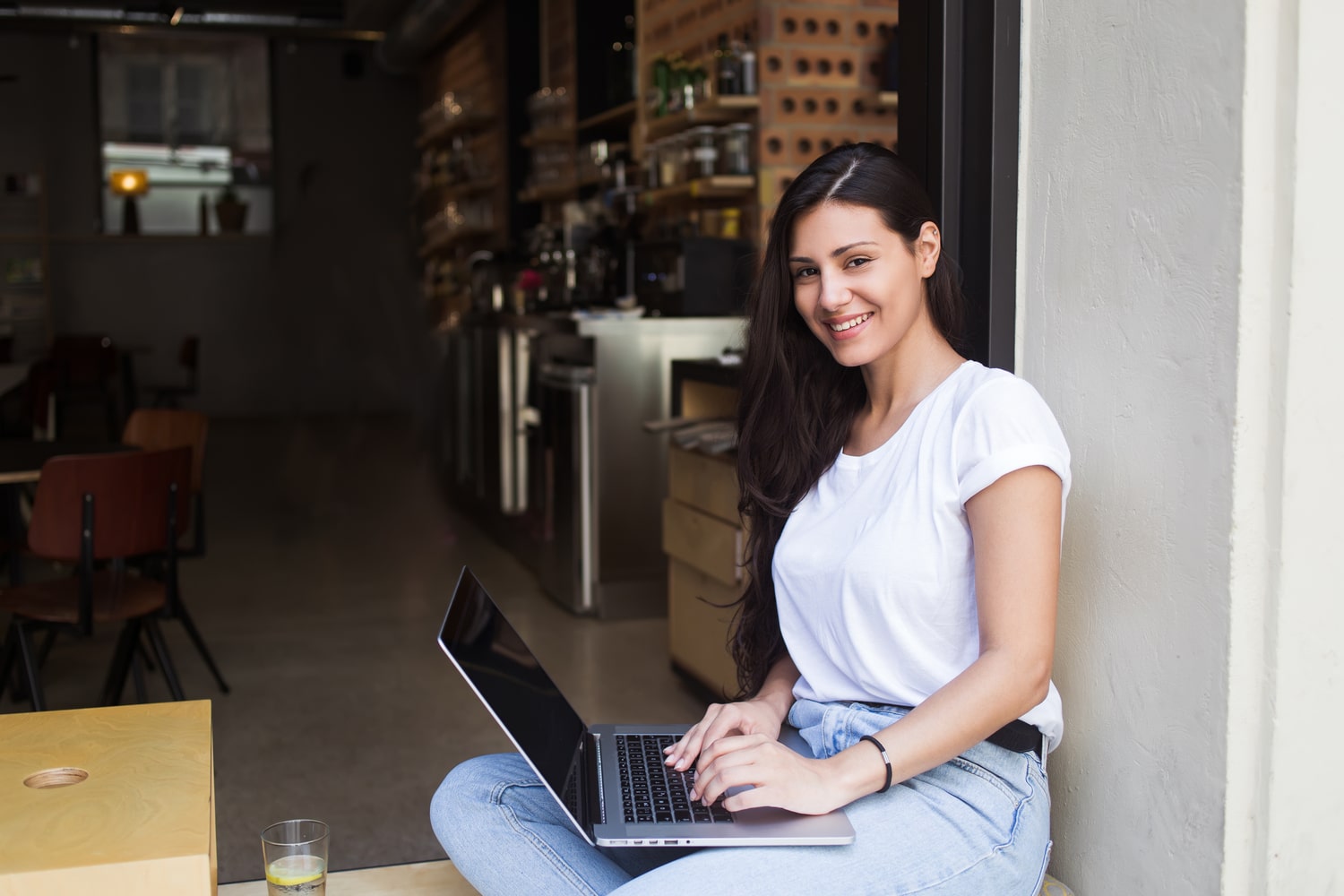 woman with a laptop